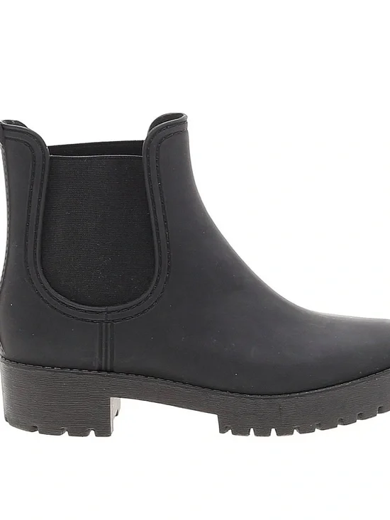 Jeffrey Campbell Black Chelsea Rain Ankle Boots Matte faux vegan leather 38 7.5 - Picture 4 of 14